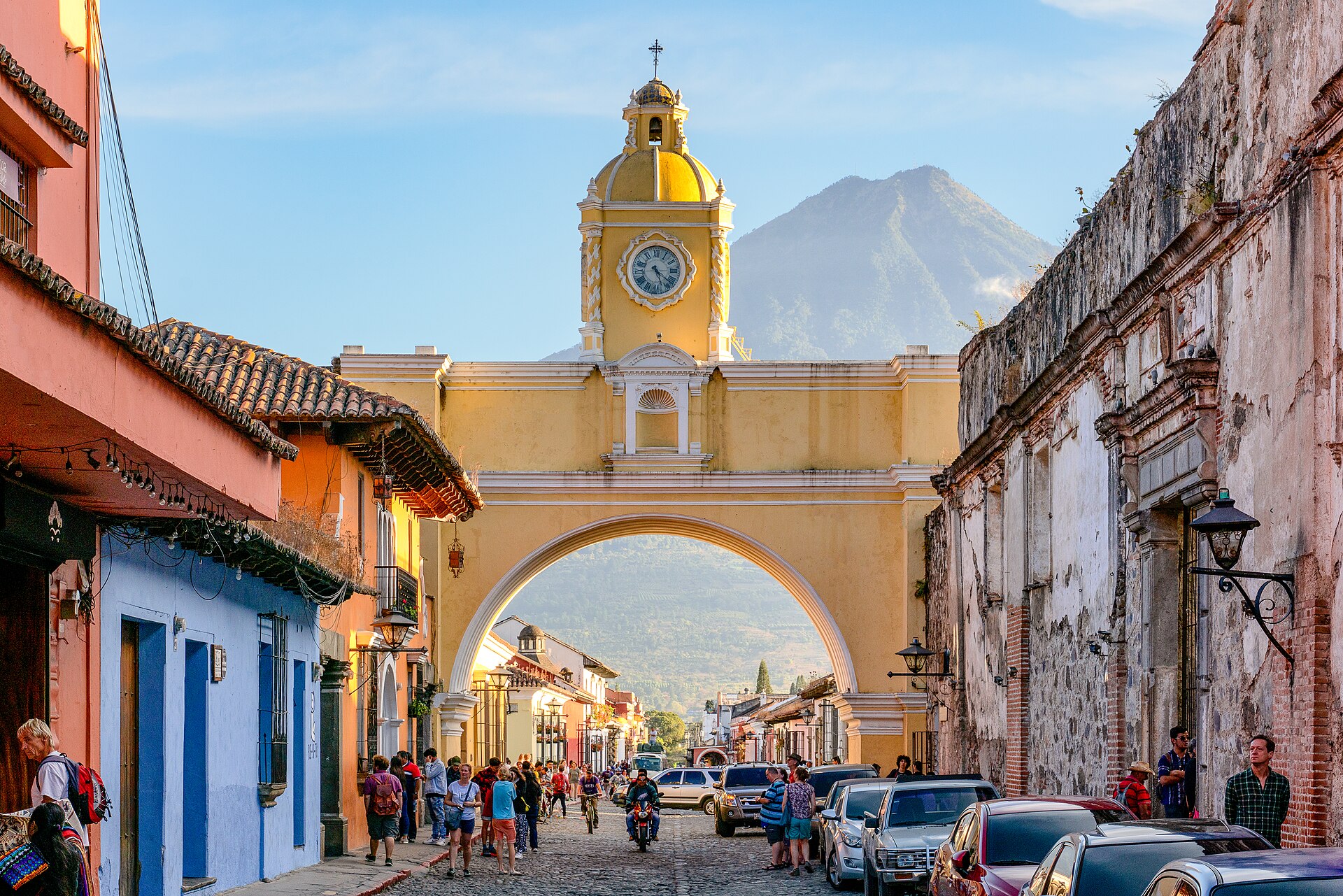 The Santa Catalina Arch in Antigua Guatemala with Volcán de Agua in the background