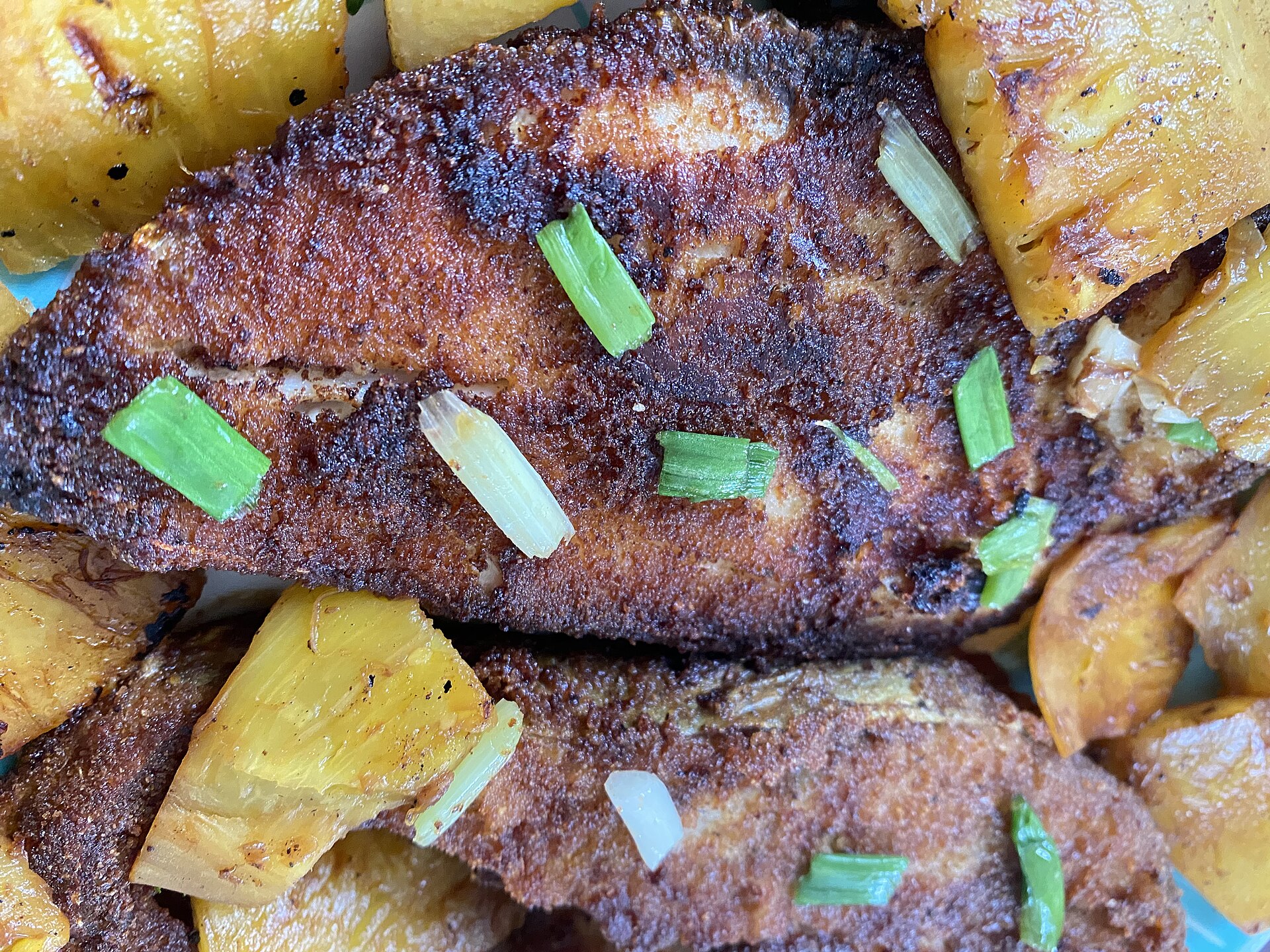 Dominican fried fish with plantains