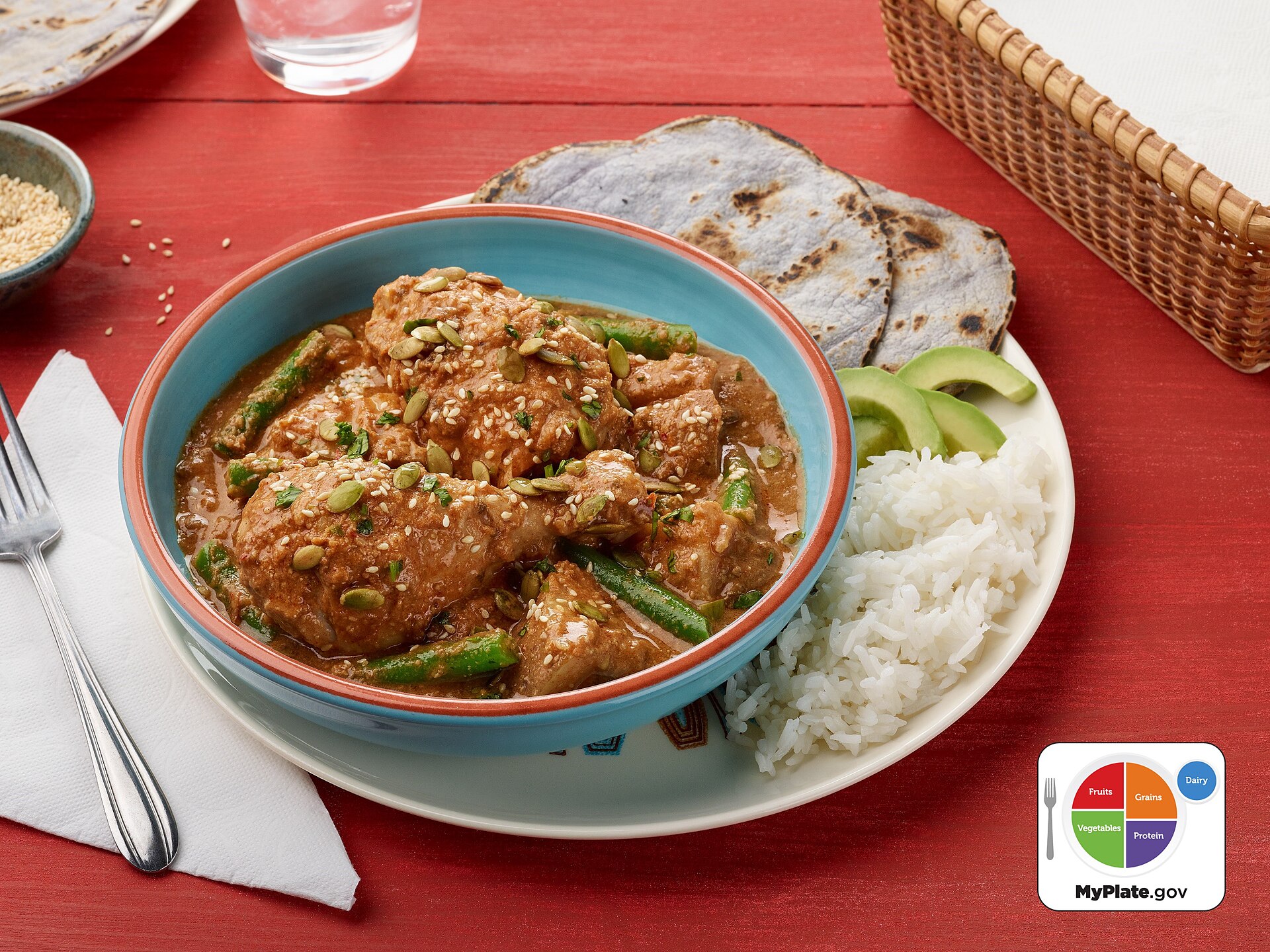Pepián de pollo, a Guatemalan chicken stew in a red sauce